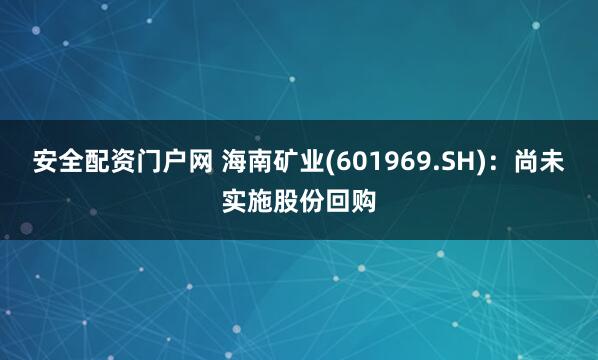 安全配资门户网 海南矿业(601969.SH)：尚未实施股份回购