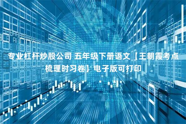 专业杠杆炒股公司 五年级下册语文【王朝霞考点梳理时习卷】电子版可打印